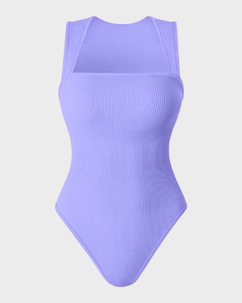 Calisandre – Ribbed Strappy Square Neck Bodysuit