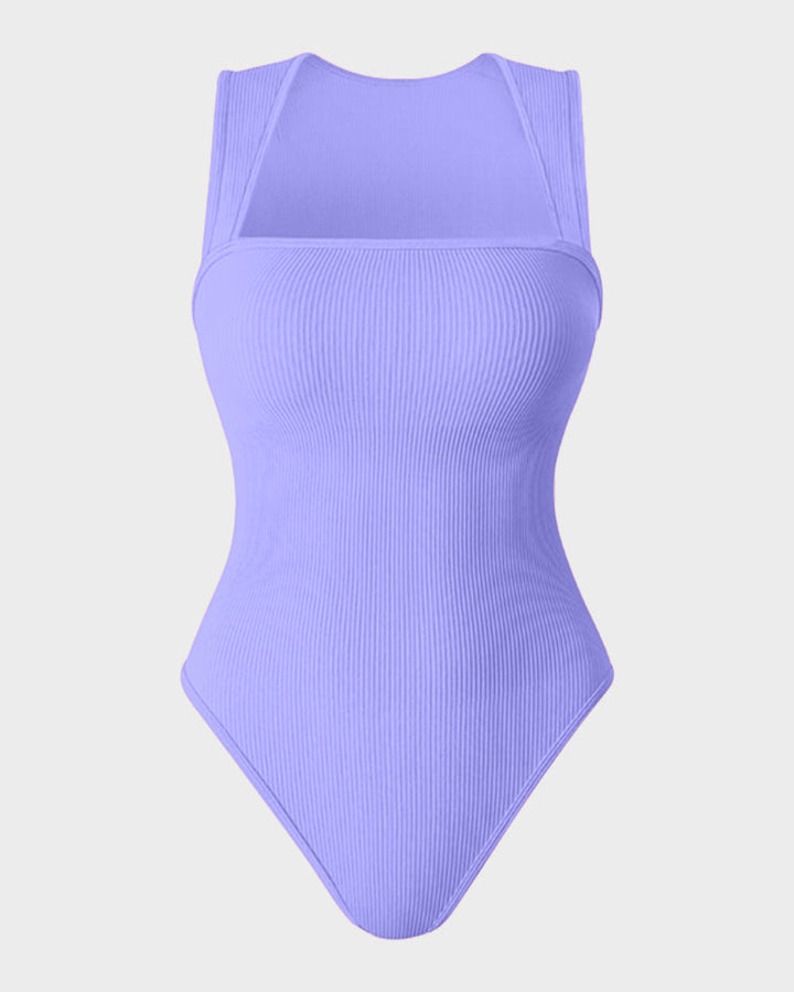 Calisandre – Ribbed Strappy Square Neck Bodysuit