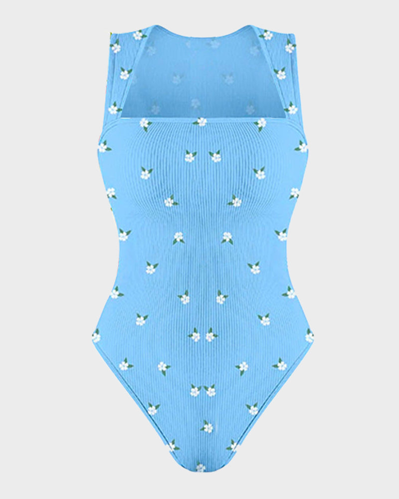 Calisandre – Ribbed Strappy Square Neck Bodysuit