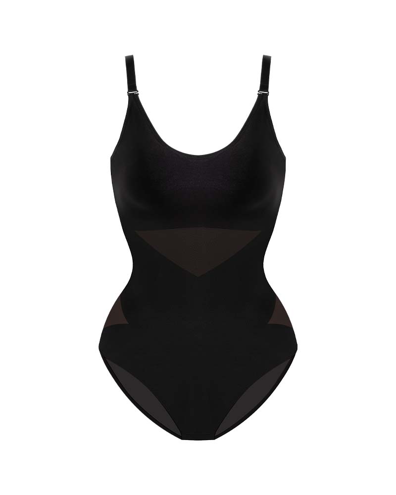 Olivyana – Criss-Cross Mesh Sculpting Bodysuit