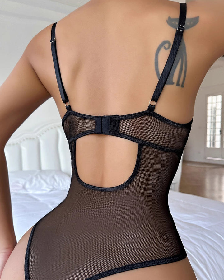Zeraphine – Leopard Print Mesh Bodysuit