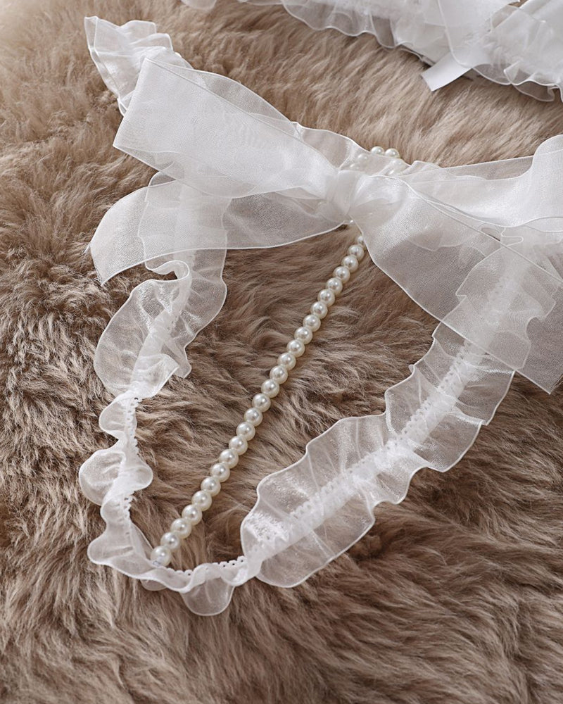 Aurivienneis – Pearl Bow Lace Lingerie Set