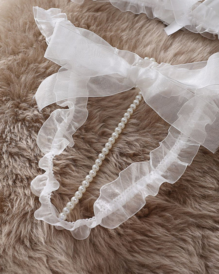 Aurivienneis – Pearl Bow Lace Lingerie Set